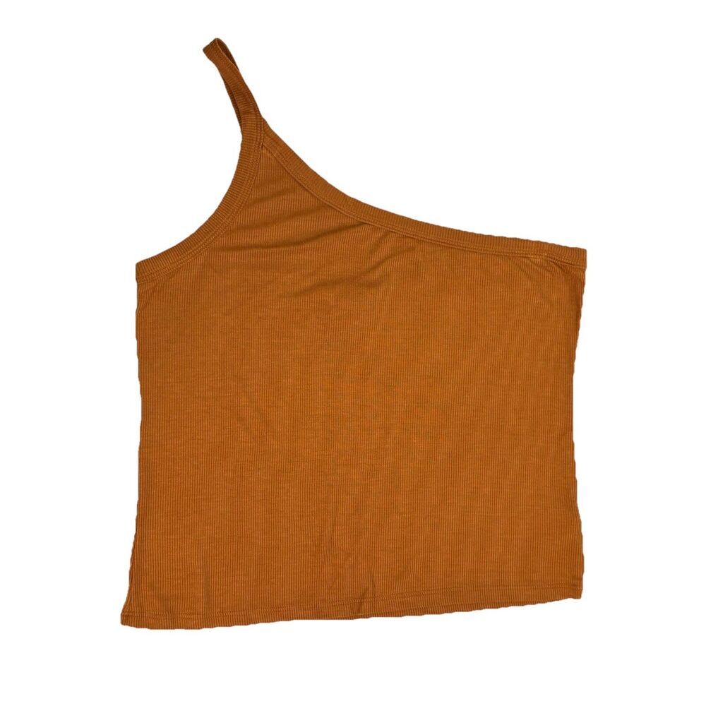 Free People Intimately Terra Cotta One Shoulder Cotton Ribbed Tank Top Size XL